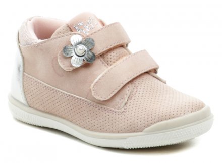 Detská celoročná vychádzková obuv so zapínaním na suchý zips. Obuv je vyrobená zo syntetického materiálu.