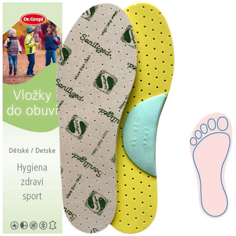 Dr. Grepl Detské vložky do topánok s ortoklenkem žlté | ARNO-obuv.sk - obuv s tradíciou